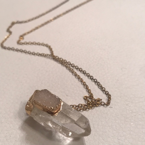 Jewelry - Clear Gemstone Necklace with Gold Chain/hardware